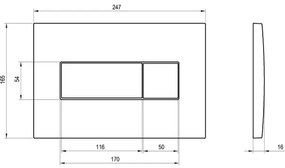 Ravak X01456 - Splachovacie tlačidlo UNI 24,7x16,5 cm matný chróm