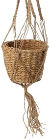 ZÁVESNÝ KVETINÁČ Z MORSKEJ TRÁVY MAKRAMA 17X15 CM HNEDÁ