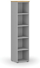 Kancelársky regál PRIMO GRAY, 1781 x 400 x 420 mm, sivá/buk