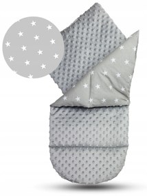 Obojstranné hniezdočko (kokon) pre bábätko - BABYMAM PREMIUM set 7v1 - Malé biele hviezdičky so šedou Minky