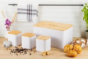WELLHOX sada chlebníka s 3 dózami v bielej farbe