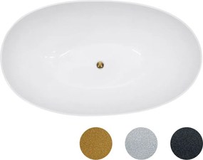 Besco Voľne stojaca vaňa z liateho mramoru Siya Glam 160x92 (172x100) BESCO-Rozmery: 172x100, BESCO-Farba: Biela/strieborná