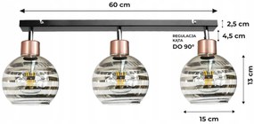 BERGE Sklenená LED závesná lampa 3xE27 - guľové horizontálne pruhy