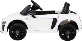 Ramiz Elektrické autíčko Audi R8 pre deti biele + diaľkové ovládanie + EVA + plynulý štart + MP3 LED