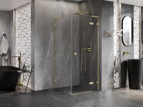 Mexen Lunar L, 1-krídlový sprchový kút, pravý, 90 x 90 cm, 8mm číre sklo, zlatý matný profil, 834L-090-090-55-00-P