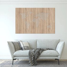 drevo zivota Drevená mapa sveta na stenu DOTS Farebný vzor: Dub Sonoma, Veľkosť máp: 95x62