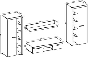 Obývacia stena Flamenco XL, dub lefkas