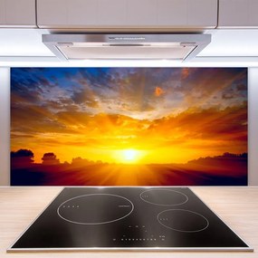 Sklenený obklad Do kuchyne Slnko nebo krajina 120x60 cm