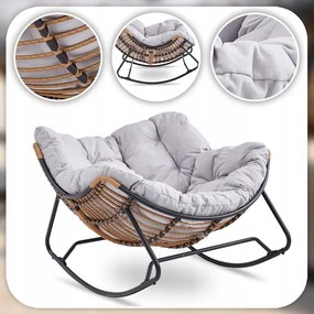 Záhradné hojdacie kreslo na terasu, do obývačky sivé ELTON