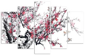 Gario Obraz na plátne Japonská čerešňa - 5 dielny Rozmery: 200 x 100 cm