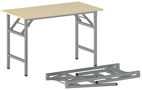 Konferenčný stôl FAST READY, 120x60 cm, sivostrieborná podnož, breza