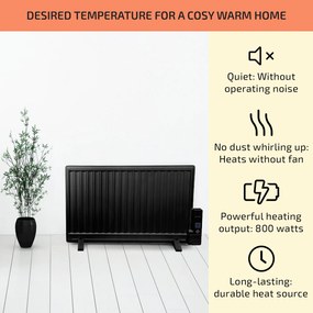 OneConcept Wallander, olejový radiátor, 800 W, termostat, olejové vyhrievanie, ultra plochý dizajn, čierny