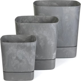 PLASTOVÝ KVETINÁČ CUBI 19X21 CM IMITÁCIA BETÓNU SIVÁ