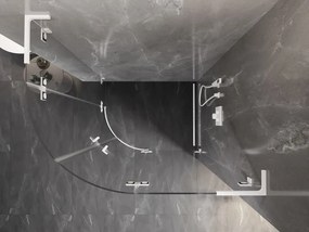 Mexen Lunar, L pravý polkruhový sprchový kút 100 x 90 cm, 8mm číre sklo, biely profil, 833L-100P-090L-20-00