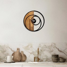 Dekoratívne nástenné hodiny WALLIE CIRCLE 56 cm orech/čierne