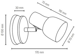 Spot-Light 2239176 - Nástenné bodové svietidlo SVANTJE 1xE14/40W/230V