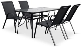 Záhradný jedálenský set Porto 140 cm + 4x kovová stolička Ramada