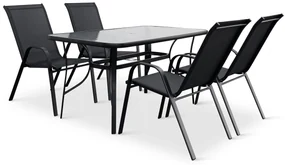 Záhradný jedálenský set Porto 140 cm + 4x kovová stolička Ramada