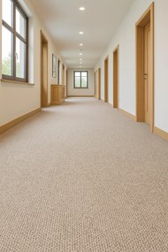 Timzo, Metrážny koberec Rubin 2113 l. beige, na mieru, šíře 4m, béžová, ab (mriežka), chodba / predsieň