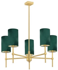 Argon 2147 - Luster na tyči ABRUZZO 5xE14/7W/230V mosadz/zelená