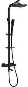 Mexen - CQ49 sprchový set s termostatickou batériou Cube, čierna- zlatá,779104995-75