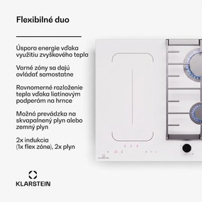 Klarstein MultiChef 4, indukčná a plynová varná doska, 4 varné zóny, 2 plynové horáky, 2 indukčné varné dosky, FlexZone
