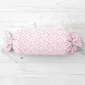 Biante Detský vankúš valec bonbon Sandra SA-128 Koralové obláčiky na bielom 15x80 cm