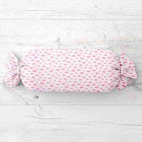 Biante Detský vankúš valec bonbon Sandra SA-128 Koralové obláčiky na bielom 15x40 cm