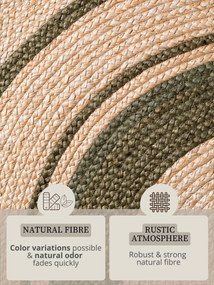 Hanse Home, Kusový koberec Jute Braided 106330 Natural Green kruh, 150x150 (priemer) kruh, zelená, chodba / predsieň