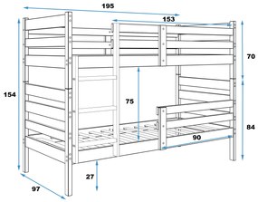 BMS Group BMS Poschodová posteľ Eryk 190cm x 90cm - prírodná
