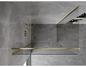 Mexen Mist-B, 1-krídlový výklopný sprchový kút 100 x 110 cm, číre sklo, zlatý lesklý profil, 8A2T-100-110-50-00