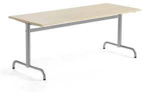 Stôl PLURAL, 1800x700x600 mm, HPL - breza, strieborná