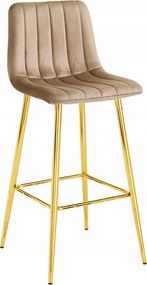 Barová stolička POZZA VELVET so zlatými nohami, hnedá