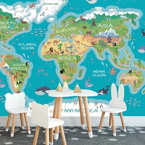 Tapeta zemepisná mapa sveta pre deti - 225x150