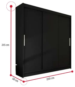 Posuvná šatníková skriňa LUKAS II, 250x215x58, Sonoma