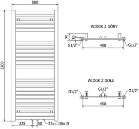 Mexen Hades, elektrické vykurovacie teleso 1200 x 500 mm, 600 W, chrómová, W104-1200-500-2600-01
