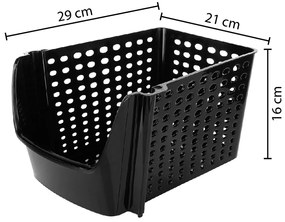Organizér, úložný box stohovateľný, znížená predná hrana ALISE - čierny 21 x 29 x 16 cm