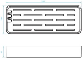 Kuchinox APO, nástenná polička 286x108x43 mm, čierna matná, LAV-AKA_701T