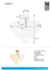 Stropné svietidlo Markslöjd Merlot Plafond 13L Brass