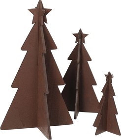 Dekorácia Rustic Trees 3 ks hnedá