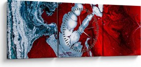 Obraz abstraktných škvŕn (s hodinami) (90x30 cm)