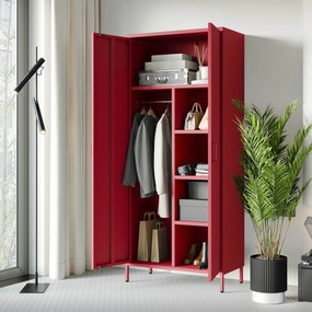 Šatníková skriňa FLAVIO, 800 x 1850 x 450 mm, Modern: červený farba