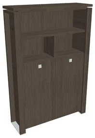 Vysoká šatníková skriňa Verno+ 140 x 46 x 210 cm, s regálom, dub antracit
