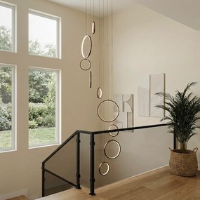 Dizajnové závesné svietidlo tmavý bronz 9-svetiel vrátane LED 3-stupňové stmievateľné - Vide Anella