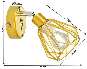 Tempo Kondela Nástenná lampa, zlatá/kov, OKIRA TYP 2