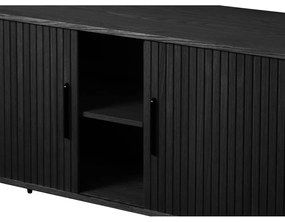 Čierna nízka komoda v dekore duba s posuvnými dverami 76x180 cm Nola – Unique Furniture