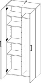 Skriňa s deleným priestorom Multiraum, 80 cm, biela