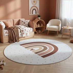 Krémovobiely prateľný detský koberec ø120 cm Coco 1132 – Ayyildiz Carpets