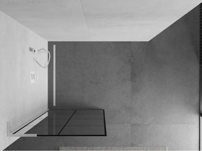 Mexen Kioto L, sprchová zástena Walk-In 70 x 200 cm, 8mm číre sklo čierny vzor, biely profil, 800-070-103-20-77