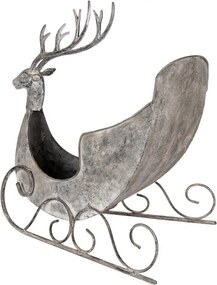 Zinková antik kovová dekorácia sane s jeleňom Deer - 44*34*47 cm